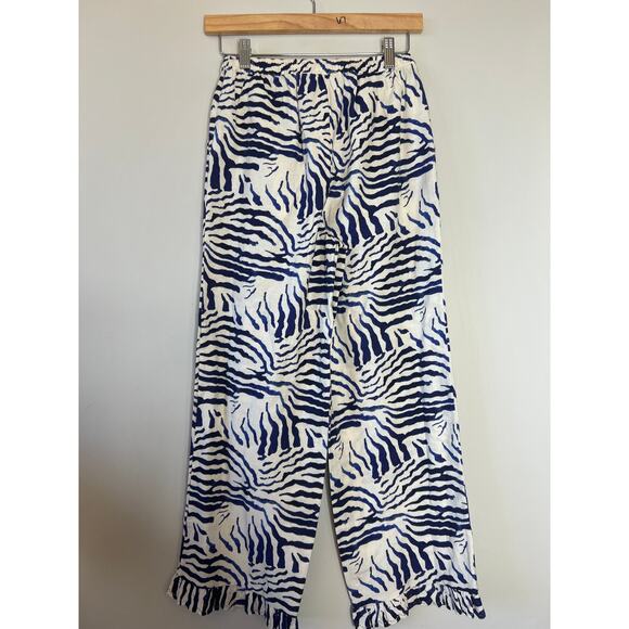 NWT Carolina K Wide Leg High Rise Reina Pants Blue White Size: Extra Small - Picture 7 of 8